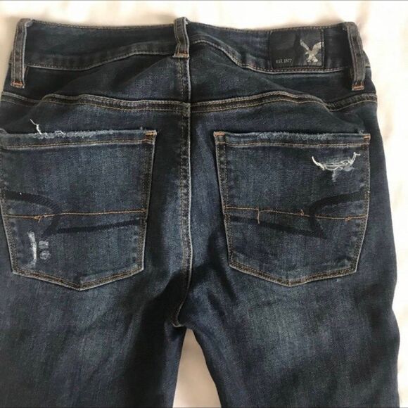 American Eagle Jeans Jegging Hi Rise Super Stretch Skinny 2 2R 26 x29 Ripped AEO - Picture 10 of 12
